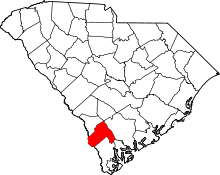 State map highlighting Hampton&#32;County