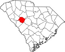 State map highlighting Saluda&#32;County