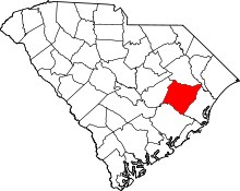State map highlighting Williamsburg&#32;County