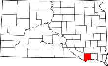 State map highlighting Bon Homme&#32;County