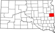 State map highlighting Brookings&#32;County