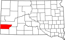 Map of South Dakota highlighting Custer County