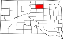Map of South Dakota highlighting Edmunds County