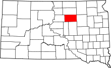 State map highlighting Faulk&#32;County