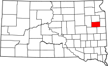 Map of South Dakota highlighting Hamlin County