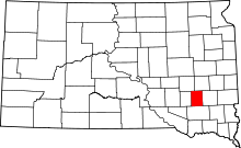 Map of South Dakota highlighting Hanson County
