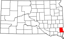 Map of South Dakota highlighting Lincoln County