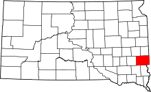 Map of South Dakota highlighting Minnehaha County