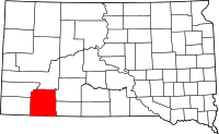 State map highlighting Oglala Lakota&#32;County