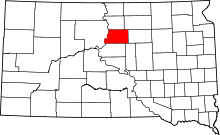 Map of South Dakota highlighting Potter County