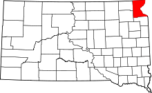 Map of South Dakota highlighting Roberts County
