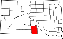 Map of South Dakota highlighting Tripp County