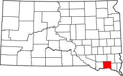 Map of South Dakota highlighting Yankton County