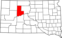 State map highlighting Ziebach&#32;County