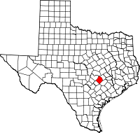 State map highlighting Bastrop&#32;County