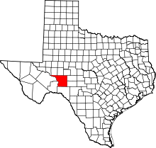 Map of Texas highlighting Crockett County