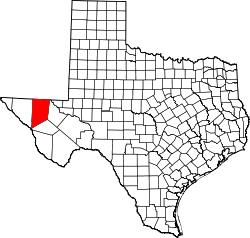 Map of Texas highlighting Culberson County