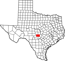 Map of Texas highlighting Gillespie County