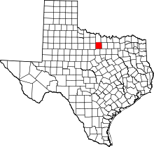 Map of Texas highlighting Jack County
