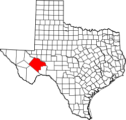State map highlighting Pecos&#32;County