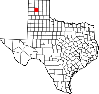Map of Texas highlighting Potter County