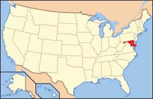 Map of the United States highlighting Maryland