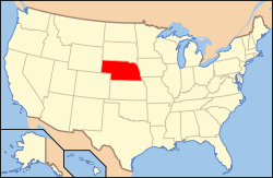 Map of the United States highlighting Nebraska