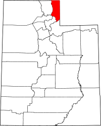 Map of Utah highlighting Rich County