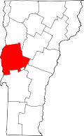 Map of Vermont highlighting Addison County