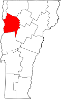 Map of Vermont highlighting Chittenden County