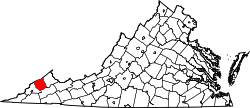 State map highlighting Dickenson&#32;County