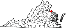 State map highlighting King George&#32;County