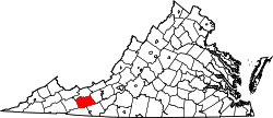 State map highlighting Wythe&#32;County