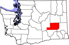 Map of Washington highlighting Adams County