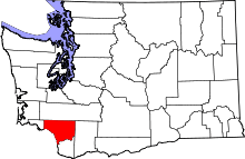 State map highlighting Cowlitz&#32;County
