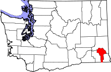 Map of Washington highlighting Garfield County