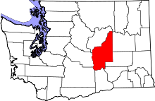 Map of Washington highlighting Grant County