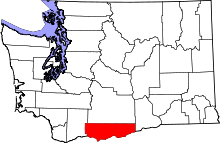 Map of Washington highlighting Klickitat County