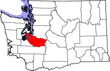 State map highlighting Pierce&#32;County