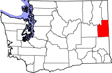 Map of Washington highlighting Spokane County