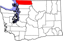 State map highlighting Whatcom&#32;County