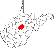 State map highlighting Braxton&#32;County