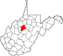 State map highlighting Gilmer&#32;County