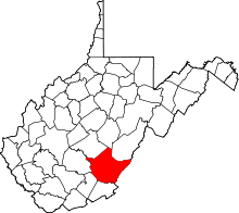 State map highlighting Greenbrier&#32;County