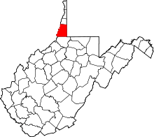 Map of West Virginia highlighting Marshall County