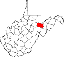 State map highlighting Tucker&#32;County