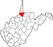 Map of West Virginia highlighting Wetzel County