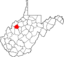 State map highlighting Wirt&#32;County