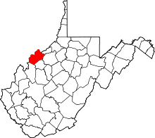 Map of West Virginia highlighting Wood County