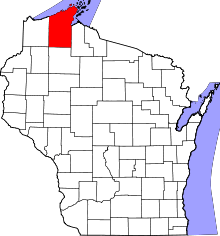 State map highlighting Bayfield&#32;County